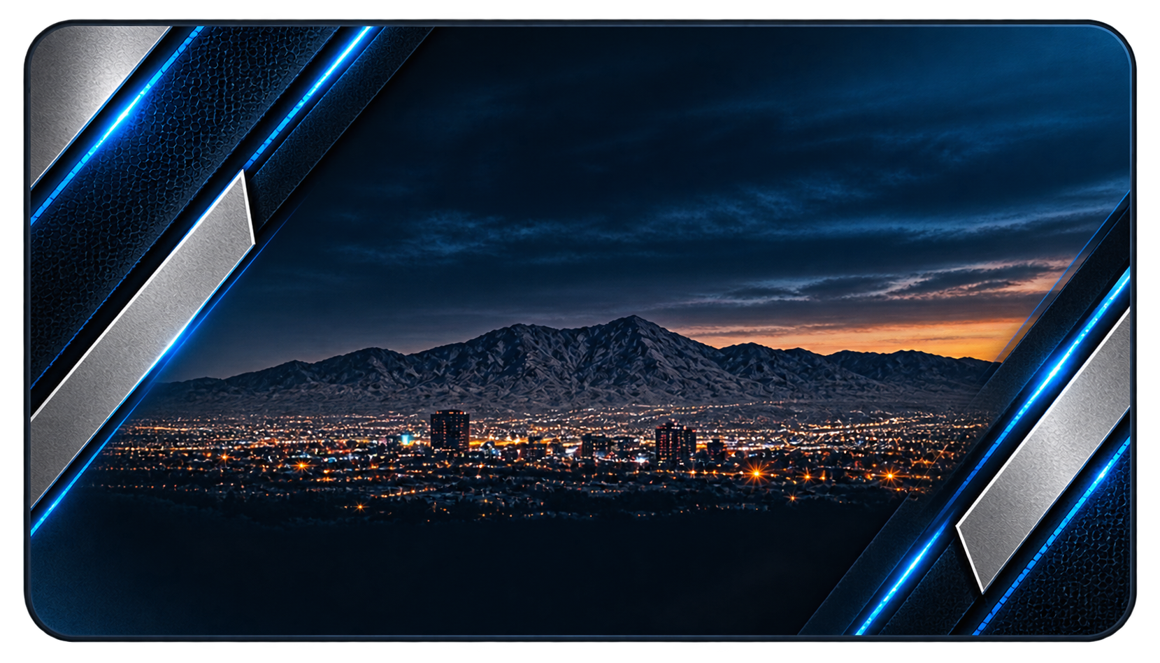 El Paso, Texas at sunset framed in AIBCS branding